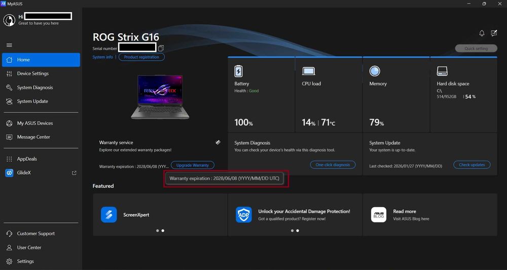 Laptop Gaming Asus ROG G16 • RTX 5070Ti • Ryzen 9 9955HX • (Garantie 2028)