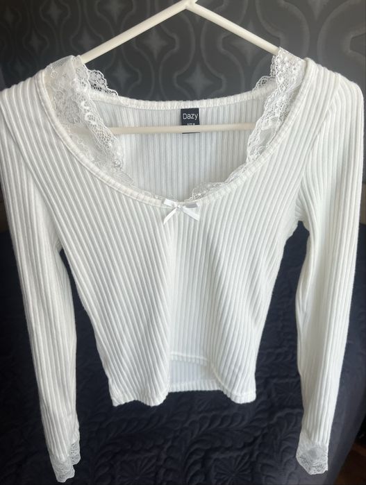 Нова бяла блуза с дантела Shein (Dazy) – размер S/M