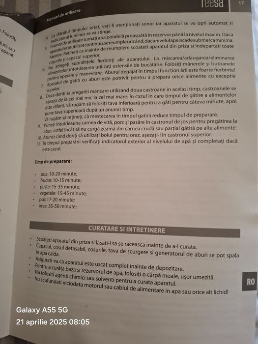 Aparat gătit cu aburi