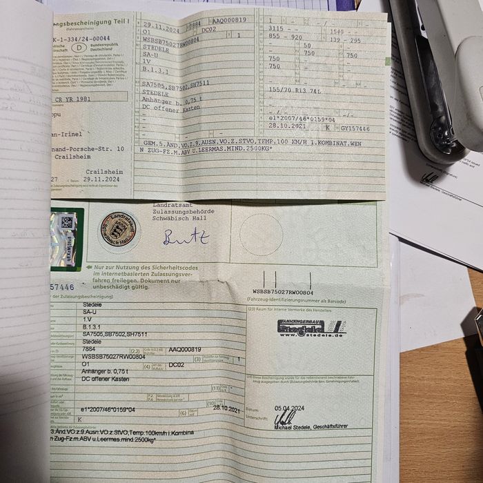 Remorca 750 kg Stedele Germania