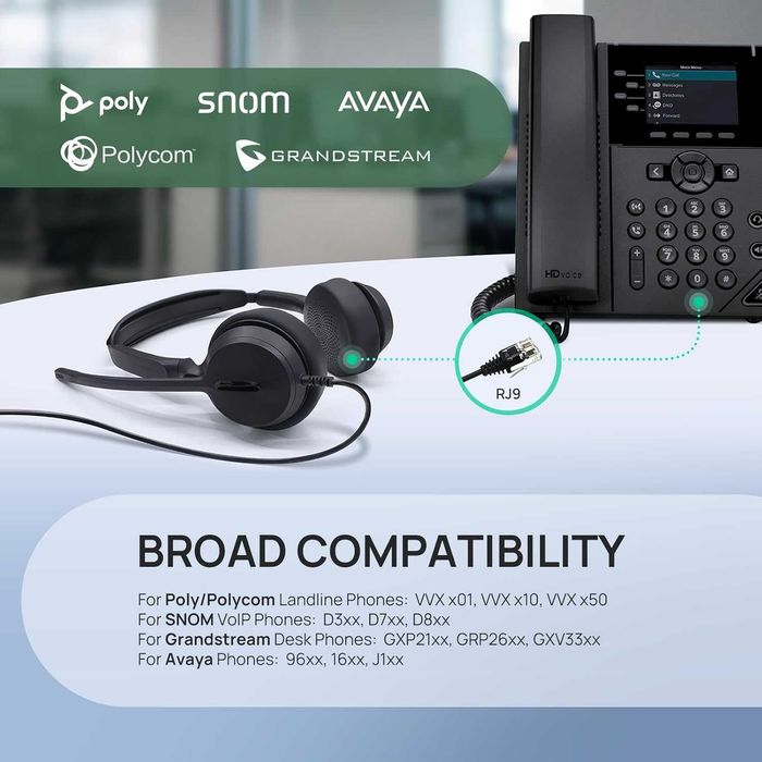 Yealink YHS36 E2 Кабелни слушалки за настолни телефони, QD към RJ9