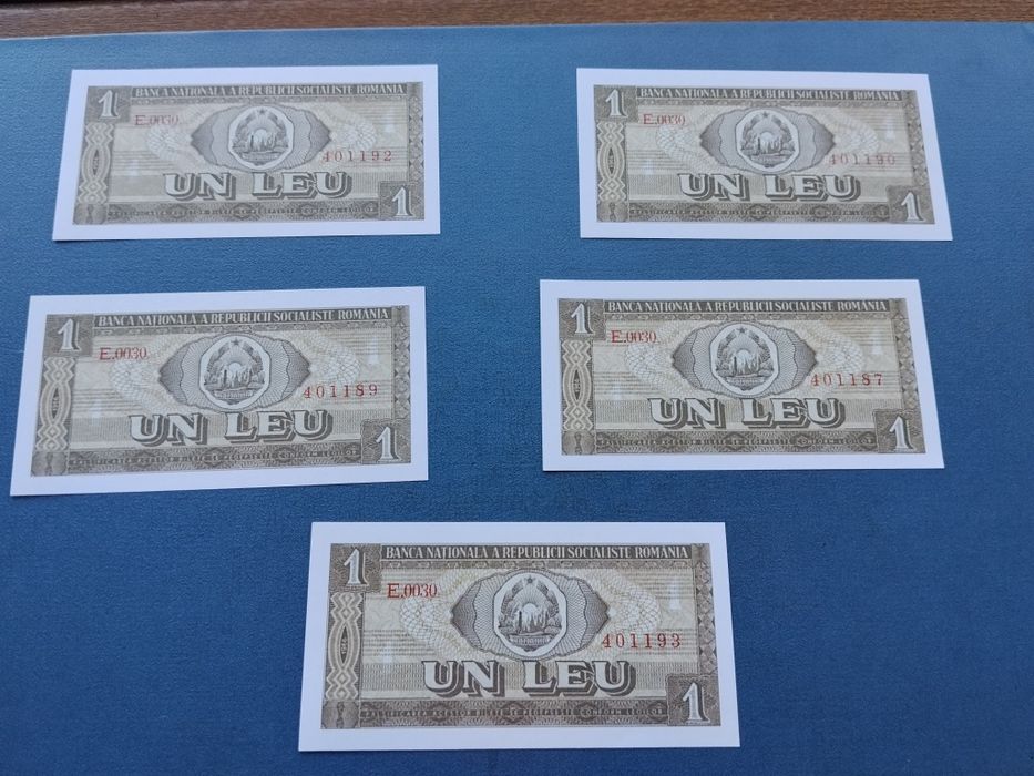 5 seturi de bancnote , replici de 1 leu și 3 lei din 1966