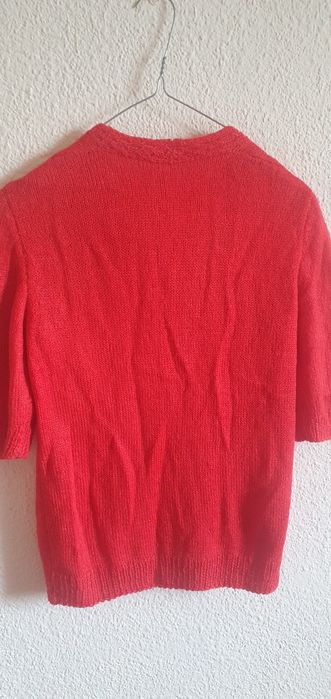 Blazer tricotat rosu coral moale nu înțeapă S/ M