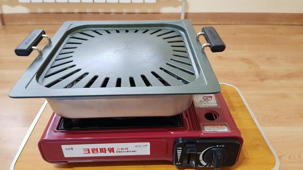 Газовая плитка для кемпинга и рыбалки портативная + гриль