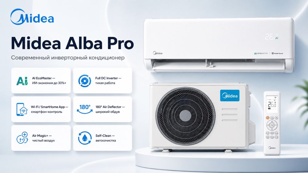 Кондиционер 12 Midea Alba Pro inverter официальное представительство