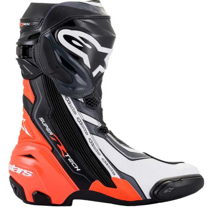 Ghete ALPINESTARS Supertech R Negru / Roșu Fluo / Alb / Gri