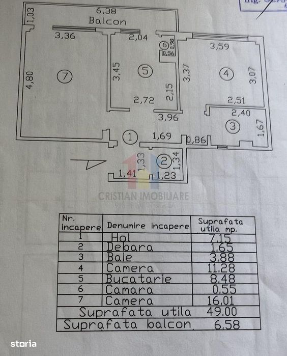 Ap 2 cam, confort 1, decomandat, Vidin, utilat, etaj intermediar