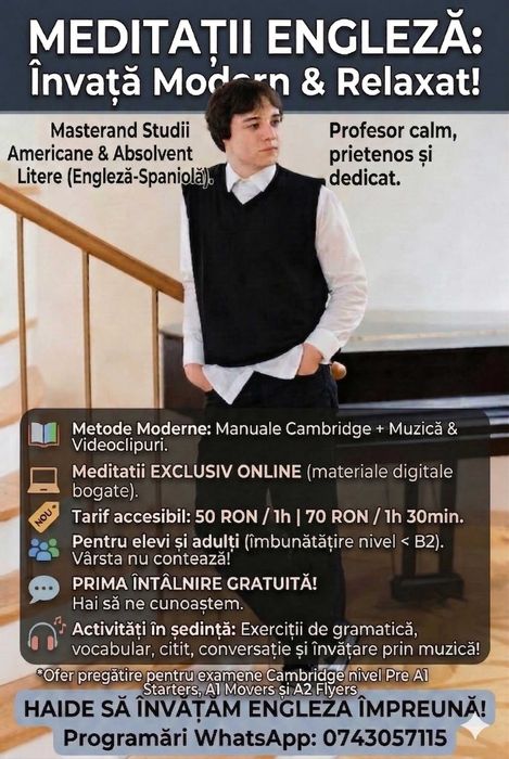 Meditații Online la Engleză | Prima ședință GRATUITĂ