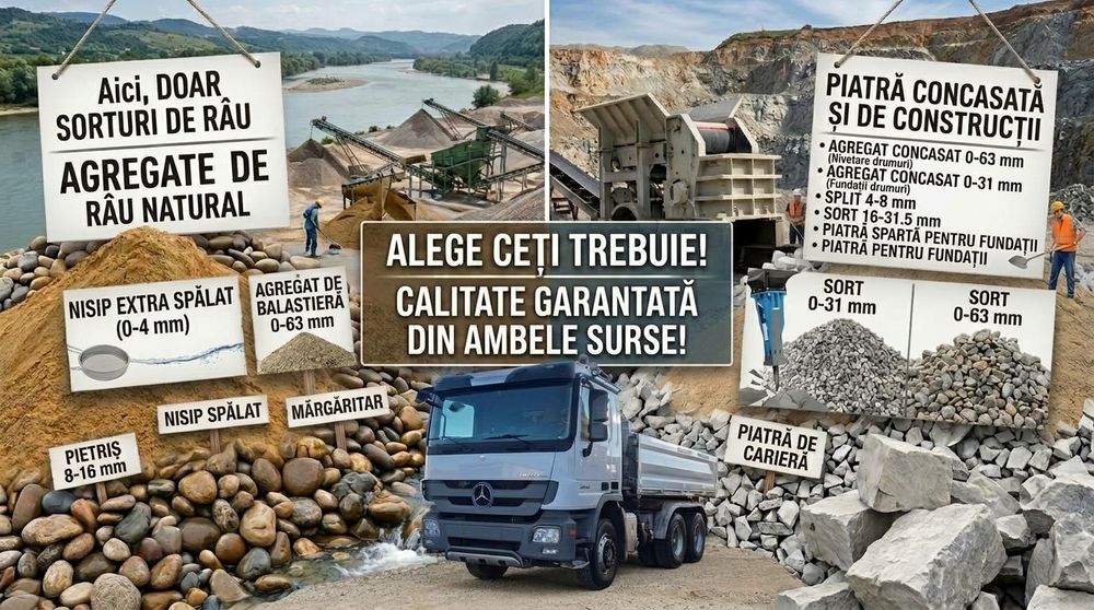 Nisip,Pietris,Amestec pt Beton,Piatra concasata,Beton concasat,Beton semiuscat