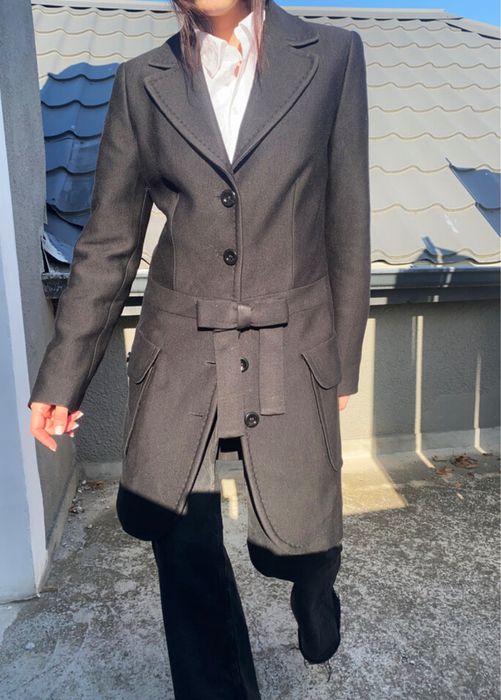 Палто от вълнена смес Love Moschino в черно