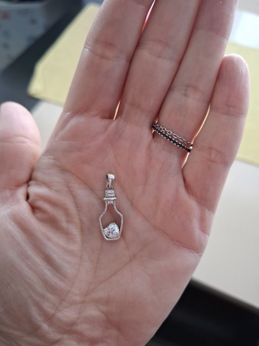 Pandant argint sticluta cu inima inserata