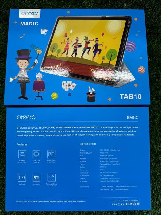Bolalar plansheti OTEETO MAGIC TAB 10, Sim card 5G, Детский планшет