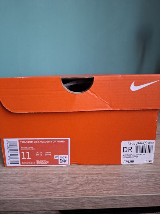 Ghete fotbal Nike Phantom GT2 Academy DF FG/MG – noi, mărimea 45