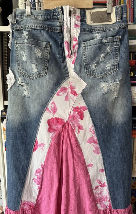 Екстравагантна дълга дънкова пола Л размер