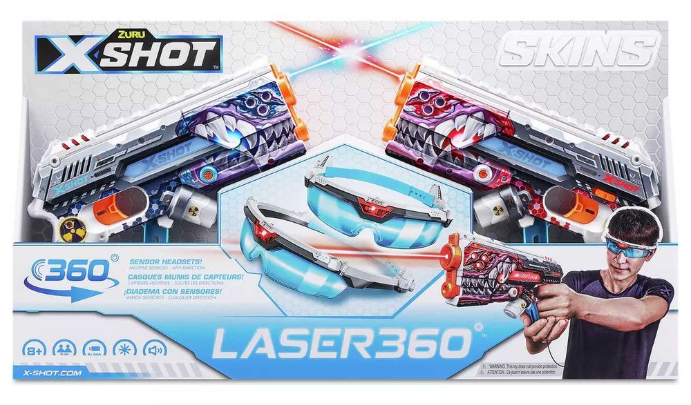 Комплект 2 броя Пистолет с лазер и очила X-Shot Zuru Бластер