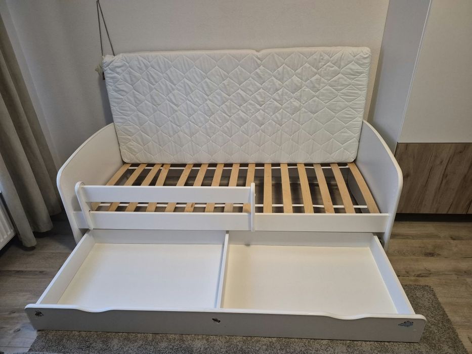2 buc Pat copii Ourbaby alb 80X180 cm  cu saltea cocos
