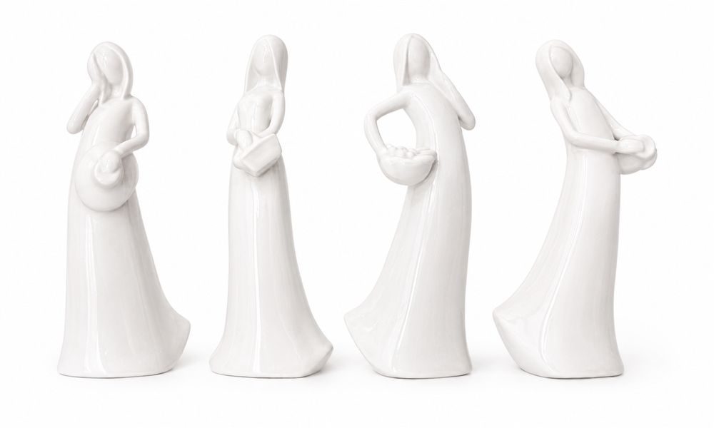 Colectie statuete femei din ceramica Germania motiv Cele patru ipostaze ale unei doamne - statuie cadou bar pub restaurant