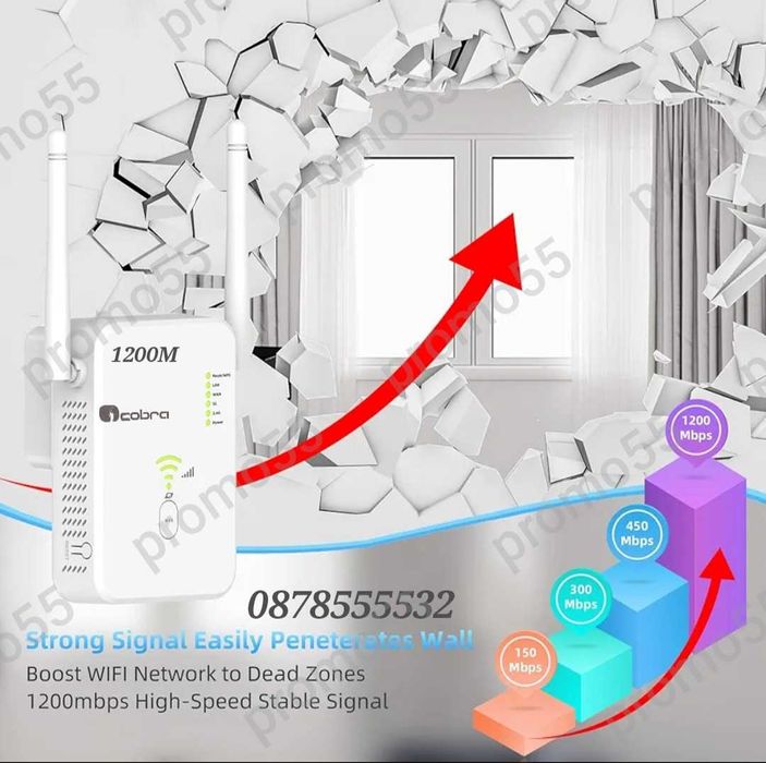 Мощен WiFI Усилвател за рутер, Безжичен репитер за усилване на сигнала