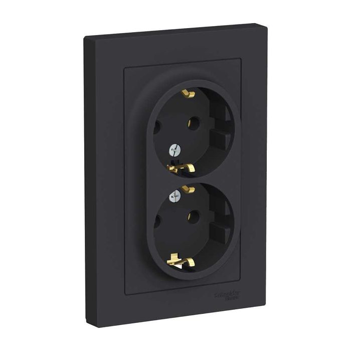 Schneider Electric. AtlasDesign. Розетка двойная с заземлением в сборе