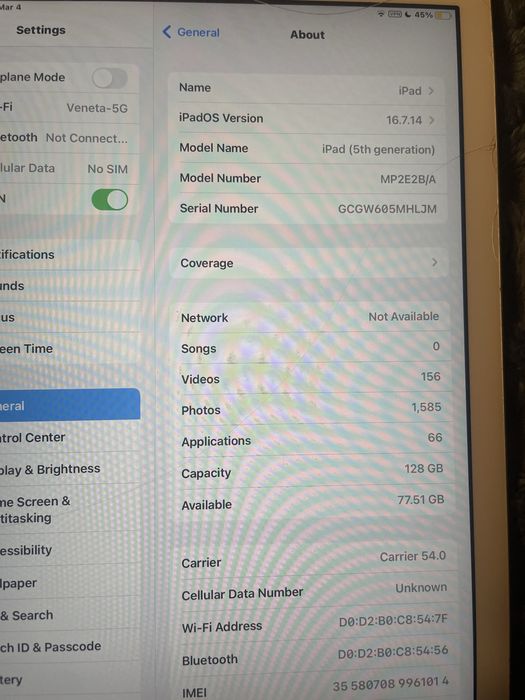 Apple iPad 5th generation (128 gb)