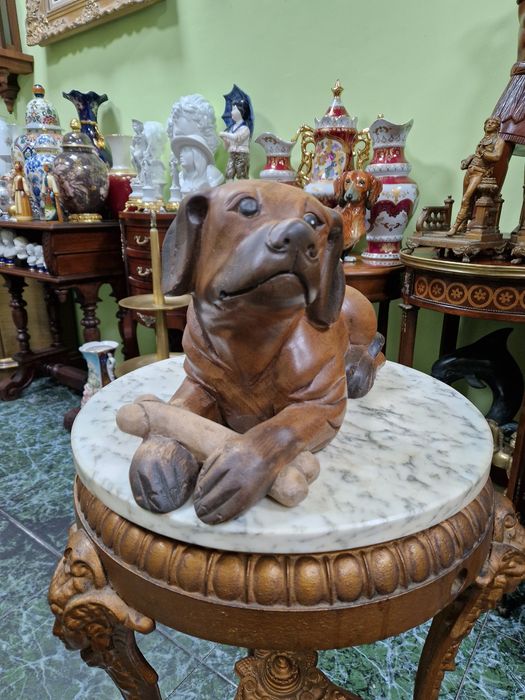 Уникална голяма антикварна английска дървена фигура статуетка