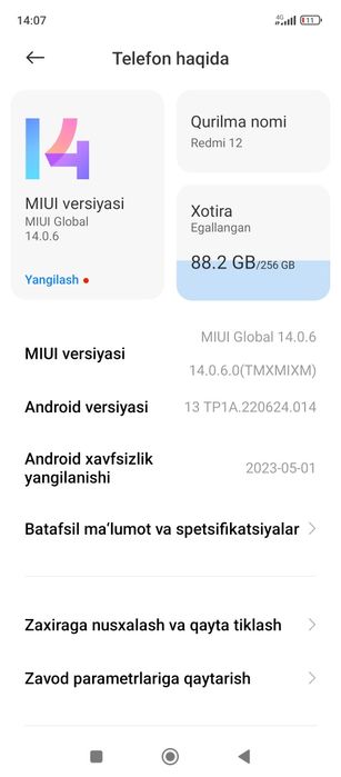 Redmi 12 xolati yaxwi uzm iwlatganman
