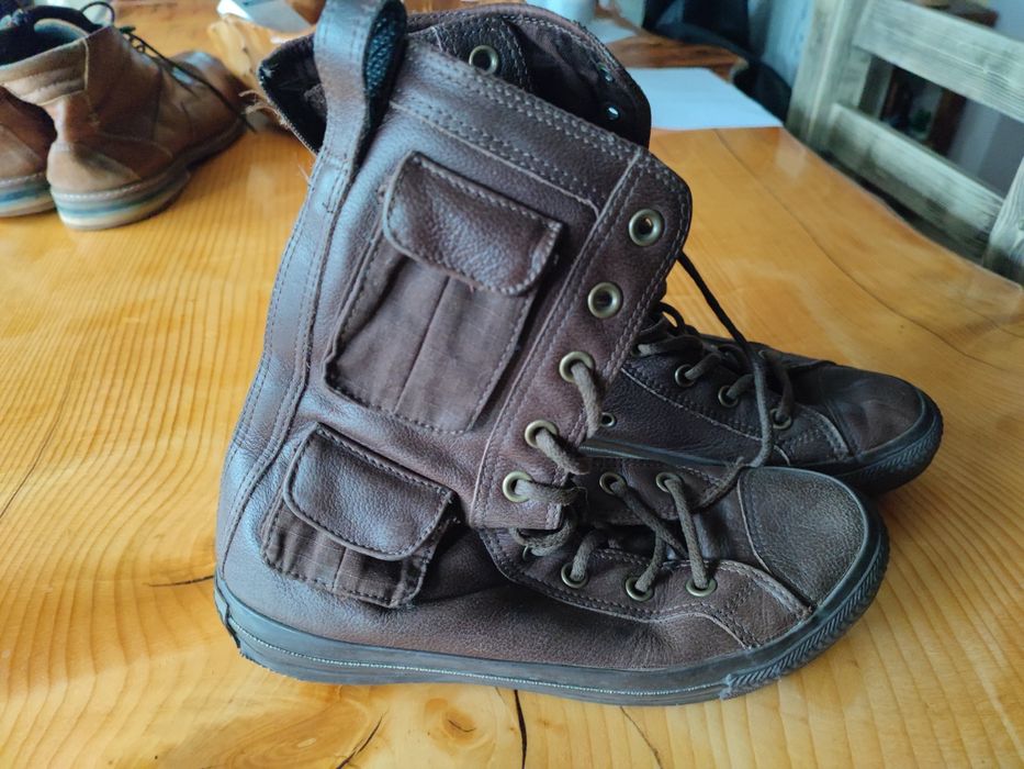 Винтидж бутикови кожени кецове военни кожени Converse Chuck Taylor All