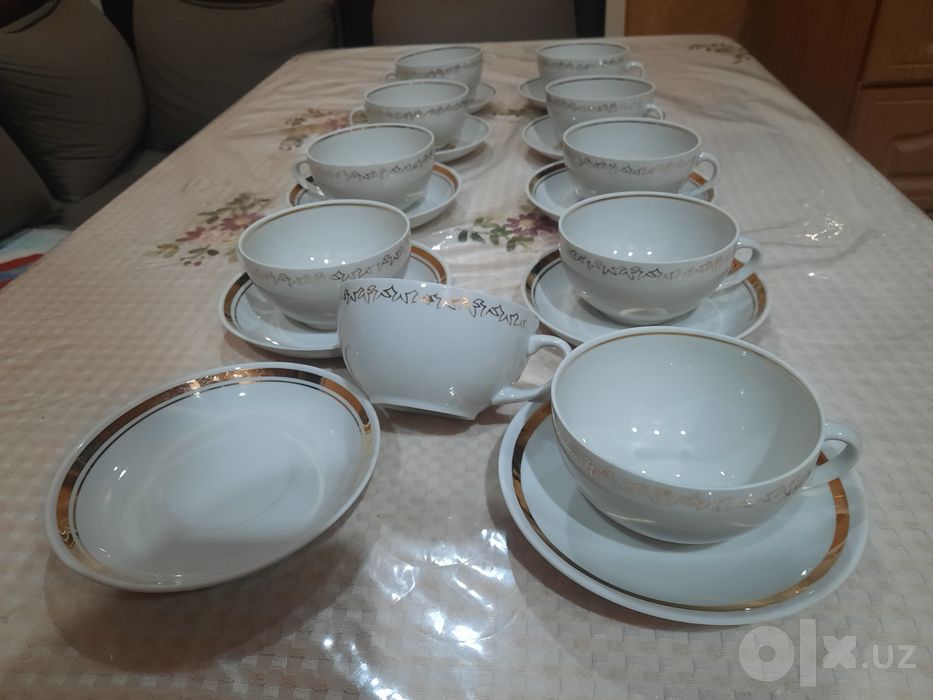 Абсолютно новые чайные пары в классическом стиле. Рижский ФЗ. Белоснеж