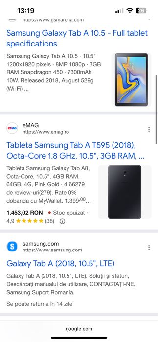 Tableta samsung galaxy tag A 10.5
