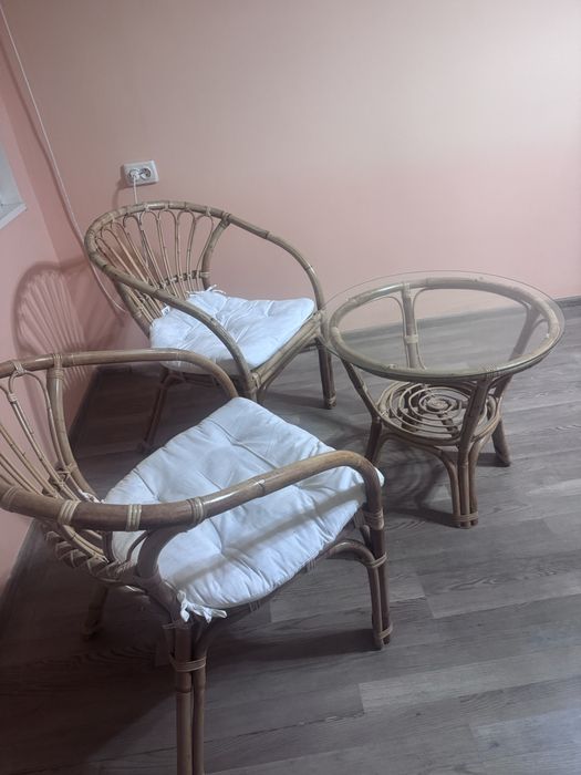 Маса с два стола от ратан