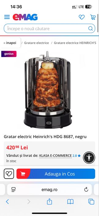 Gratar electric Heinrich’s HDG 8687 1400W