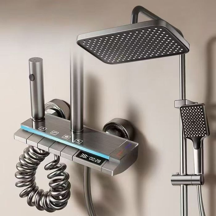 Set Baterie  Duș Modern Gri Mat Afisaj Digital