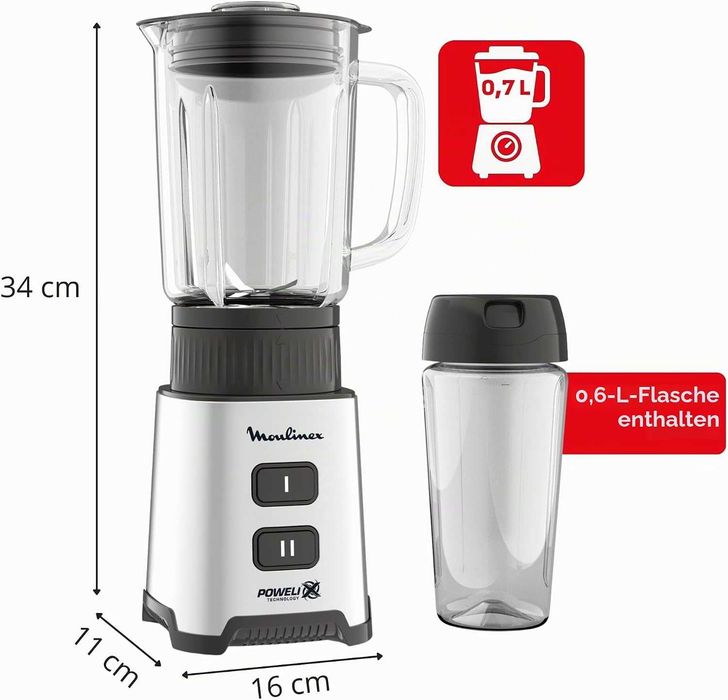 Нов Блендер Moulinex Pulseo Lm17Gd , 400 W, 4 остриета, 700 мл, 2 години Гаранция