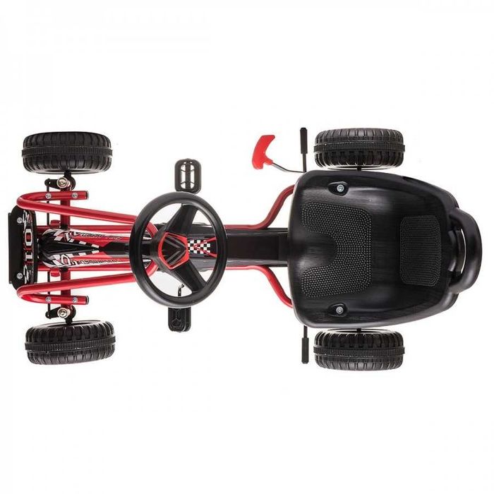 Kart cu Pedale ca NOU pentru Copii 3-6 Ani Racer Air, Scaun Reglabil 2 Pozitii, Frana Rotile din Spate, Schimbator cu Functie Free Wheel, Negru-Rosu
