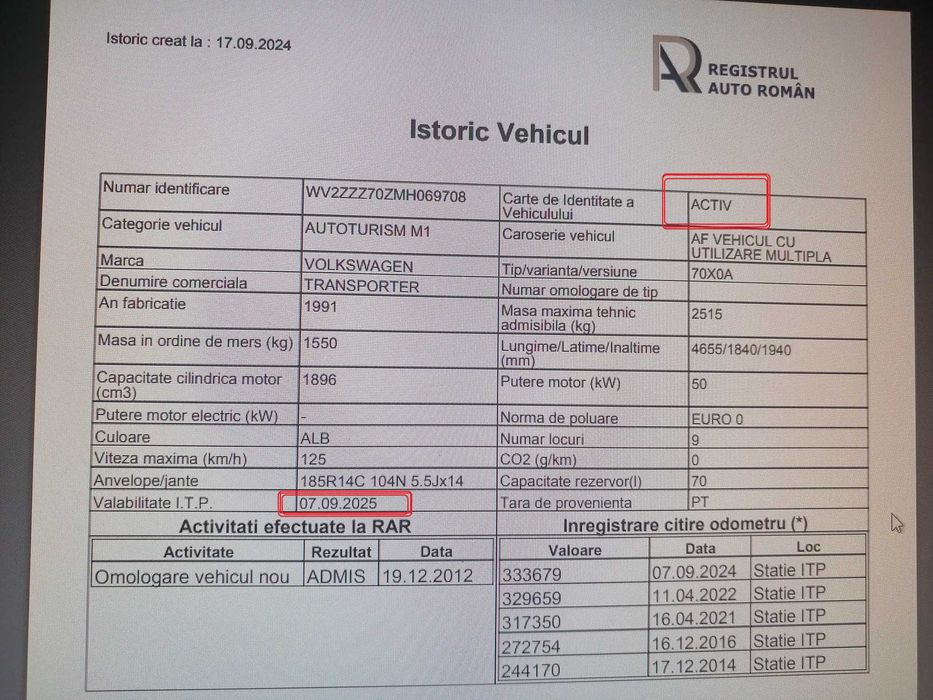 Colectie VW  T4 motor 1.9TDi classic 8+1 in acte autoturism