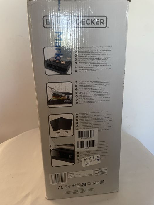 Grătar electric Black+Decker BXGR2000E, 2000W – Nou în cutie