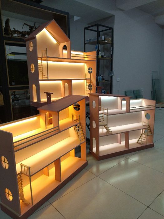 Качественный кукольный домик в стиле хайтек из 12 мм мдф