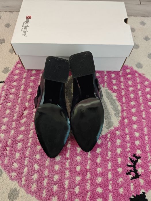 Pantofi din piele, bluemarin, mărimea 35