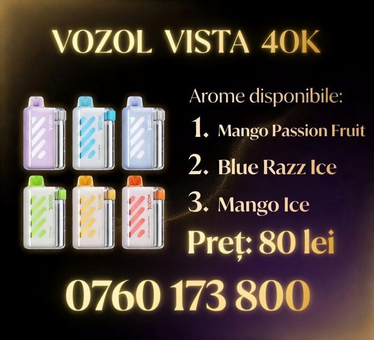 Narghilea / Vape-uri / Țigări electronice / E-shisha VOZOL VISTA 40k– ORIGINALE , sigilate 

• Produse 100% originale, sigilate
• Până la 2