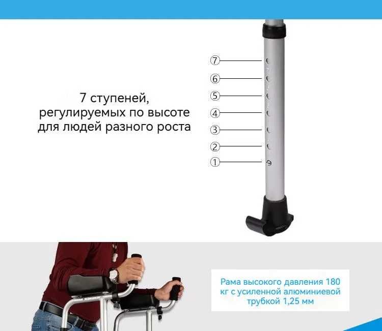 Ходунки с опорой для рук на колесах и сиденьях WW-06