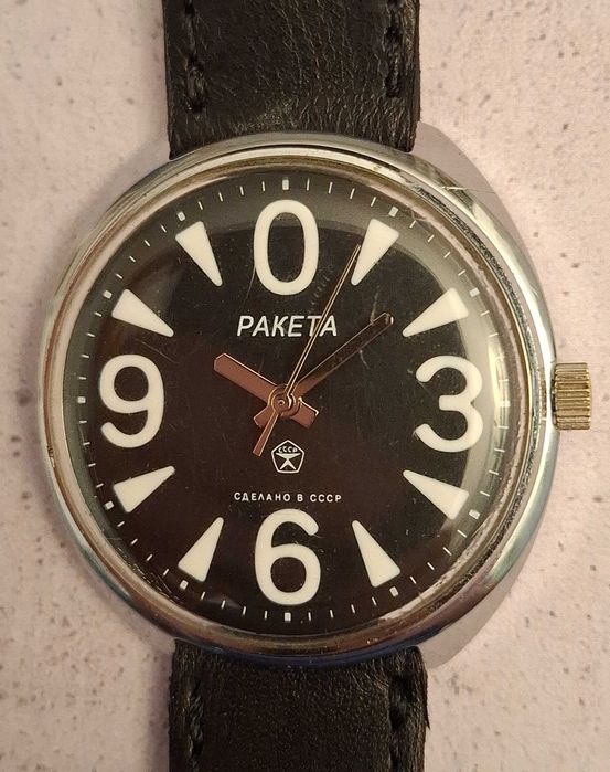 Ceas Raketa Big Zero USSR – mecanic 19 rubine – 39 mm – curea piele