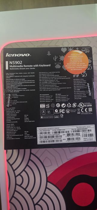 Lenovo N5902 Multimedia Remote + Tastatură Wireless – NOUĂ, în cutie