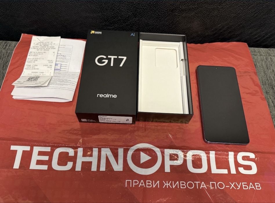 КАТО НОВ 512GB Realme GT7 Гаранция Technopolis 2027г. Blue GT 7