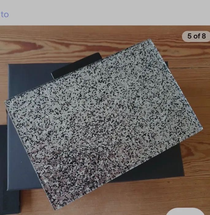 Луксозна маркова бална парти чантичка Лагерфелд СребристаКоктейлна VIP