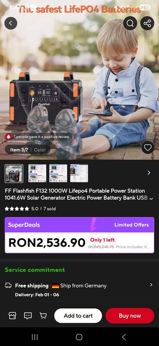 Power station - Generator Solar 1000W,  1041 Wh Flashfish -