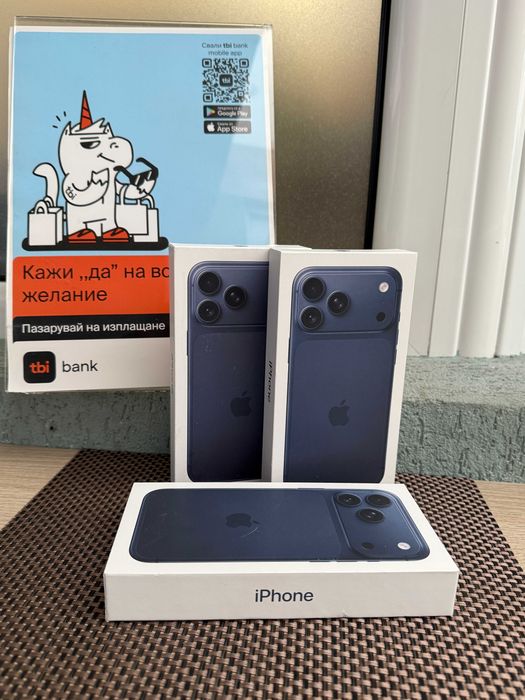 НЕразпечатан, НОВ! iphone 17Pro MAX лизинг от 100лв/м blue син с гар.