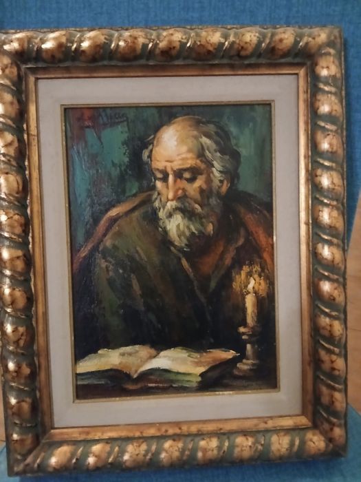Vând tablou  Bătrân citind