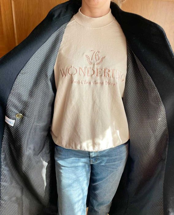 Palton/Pardesiu dama nou, negru, mărimea 46, 70% lână