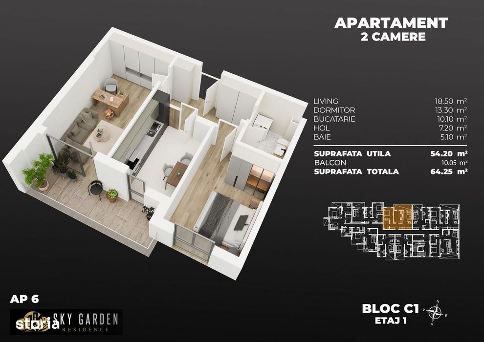 Apartament modern, 2 camere, decomandat,balcon generos, metrou Berceni