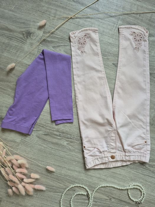 Дънки H&M + лилав клин за момиче 122 см
